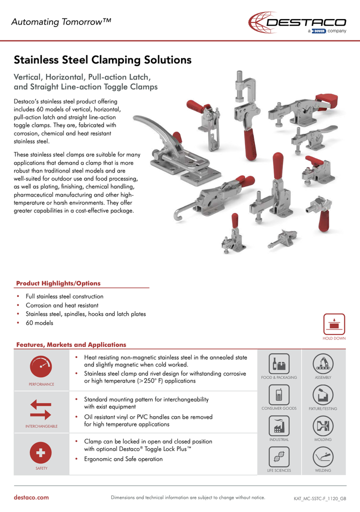 DESTACO Stainless Steel Manual Clamping Flyer_GB