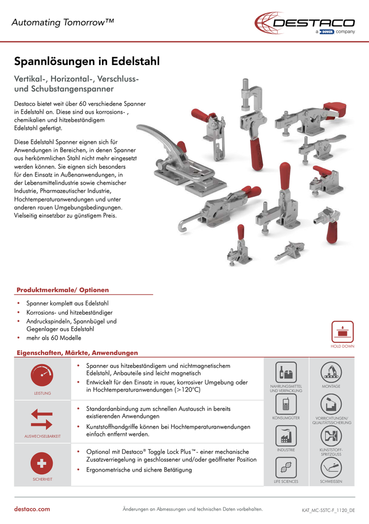 DESTACO Stainless Steel Manual Clamping Flyer_DE