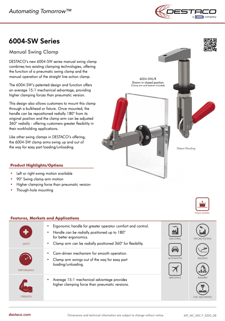 6004-SW Manual Swing Clamp Flyer_GB