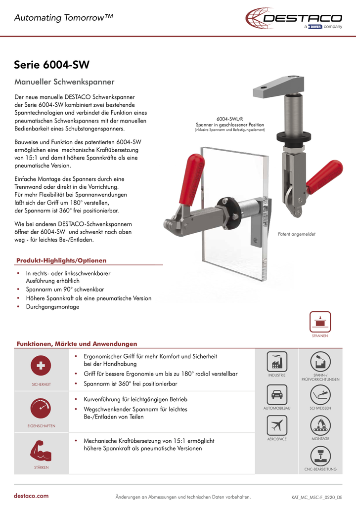 6004-SW Manual Swing Clamp Flyer_DE