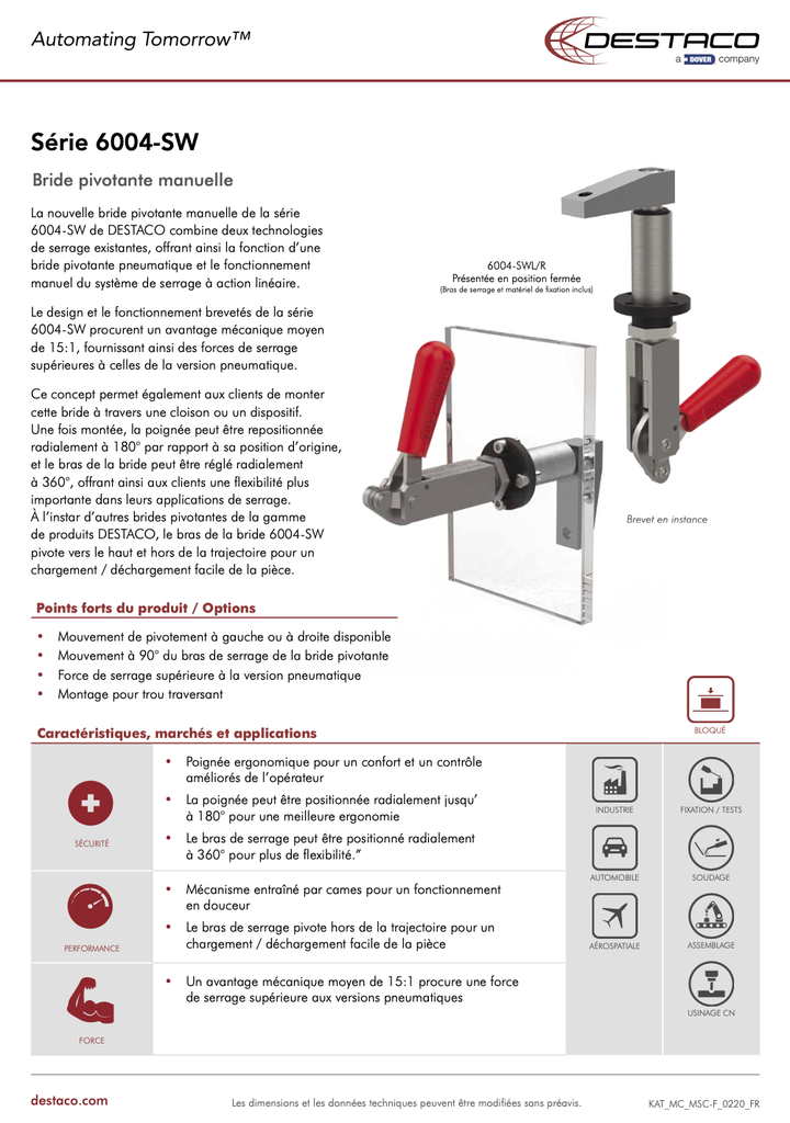 6004-SW Manual Swing Clamp Flyer_FR