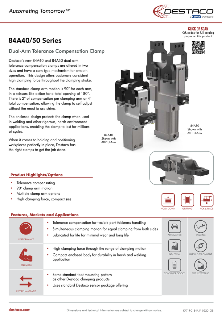 84A40/50 Series Dual Arm Power Clamp Flyer_GB