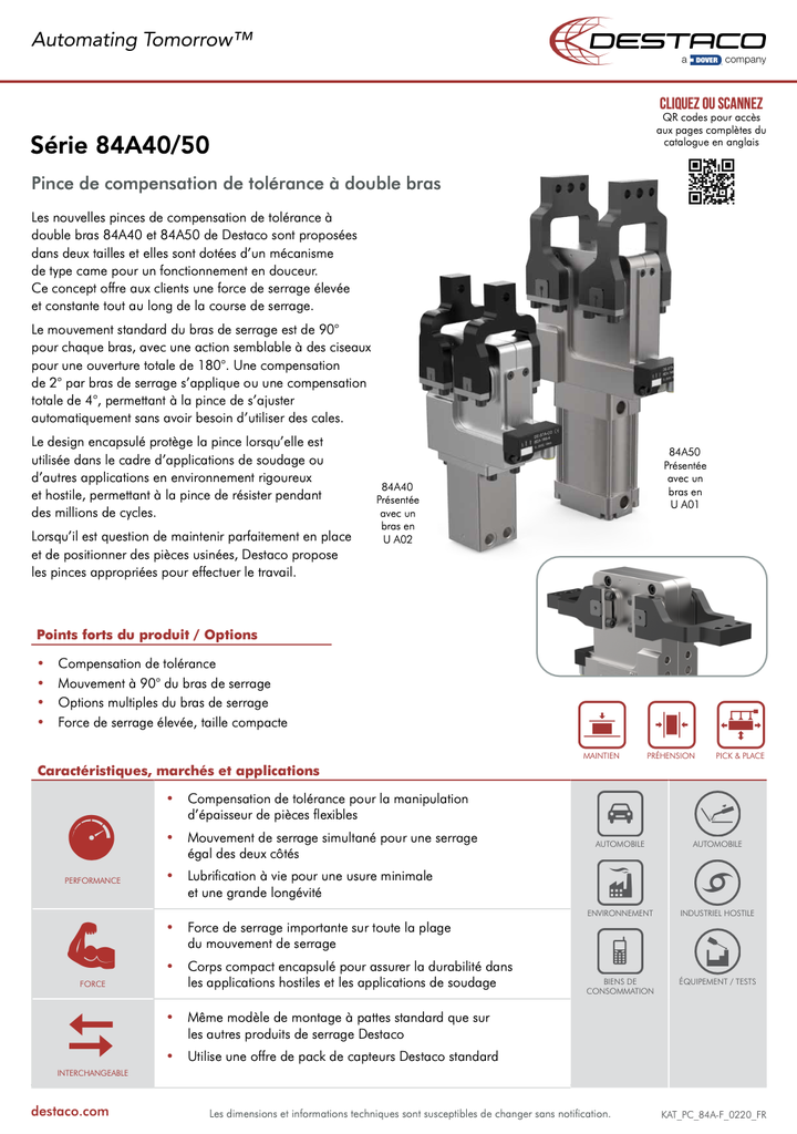 84A40/50 Series Dual Arm Power Clamp Flyer_FR