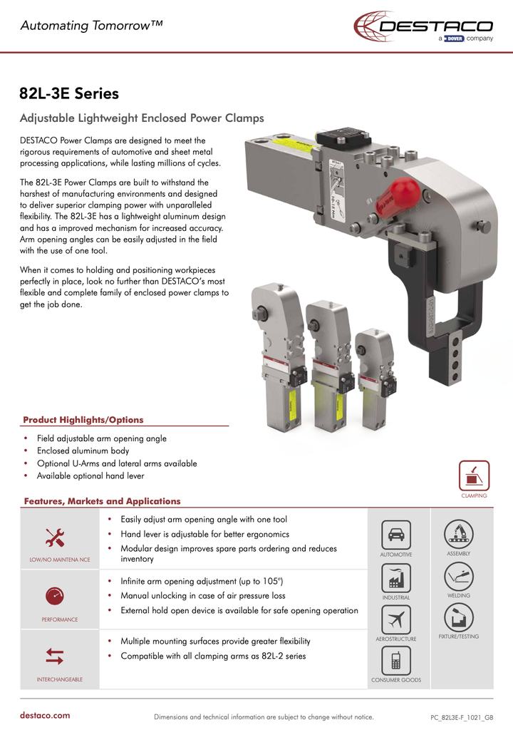 82L-3E Series Adjustable Lightweight Power Clamp Flyer_GB