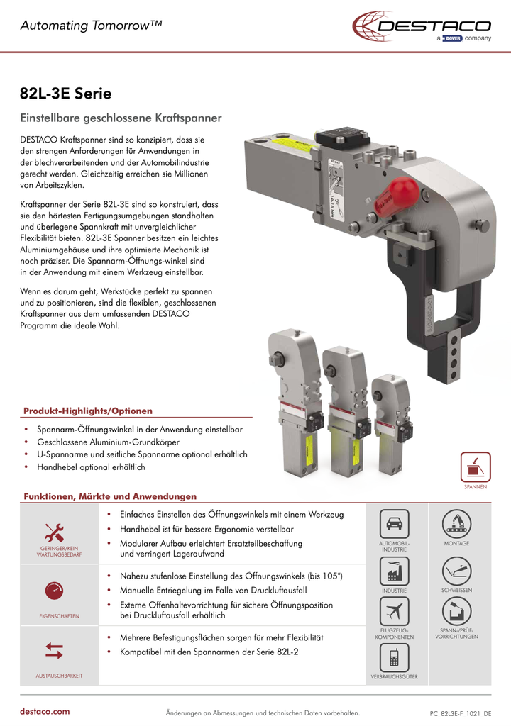 82L-3E Series Adjustable Lightweight Power Clamp Flyer_DE