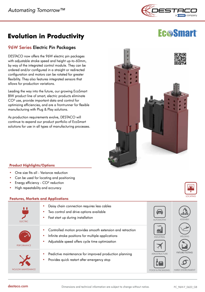 96W Series Electric Pin Package Flyer_GB