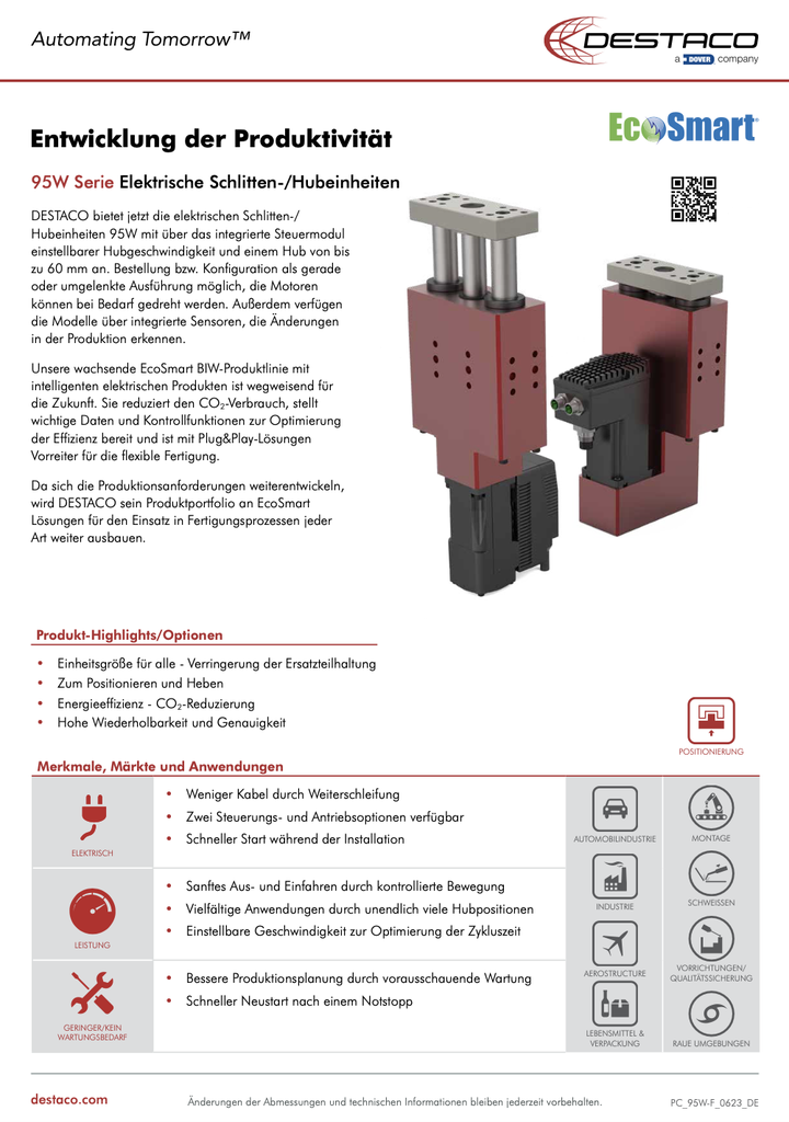 95W Series Electric Pin Package Flyer_DE