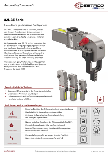 82L-3E Series Adjustable Lightweight Power Clamp Flyer_DE