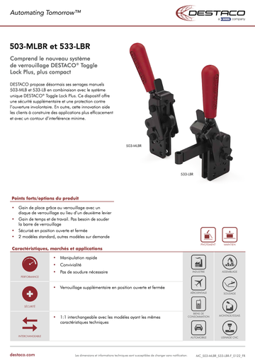 503-MLBR/533-LBR DESTACO Toggle Lock Plus Flyer_FR