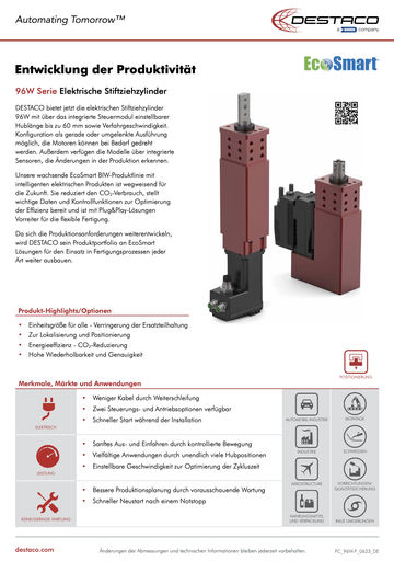 96W Series Electric Pin Package Flyer_DE